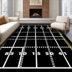 Black and White Football Field Numeric Rug