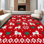 White Deer Snowflake Holiday Repeat Rug