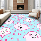Pink Ghost Hearts Floral Playful Scene Rug