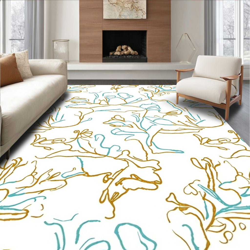 Contemporary Coral Branches Abstract Rug