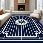 Navy White Geometric Compass Star Rug