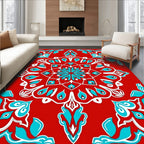 Crimson Teal Medallion Floral Rug