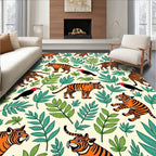 Wild Tiger Jungle Foliage Creatures Rug