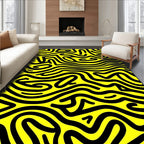 Bold Black Yellow Wavy Lines Rug