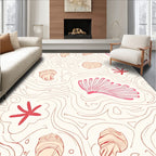 Coral Pink Seaside Seashell Splash Rug