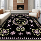 Yellow Horse Amidst Starry Flowers Rug