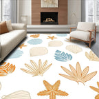 Coastal Seashell Starfish Fan Leaf Rug