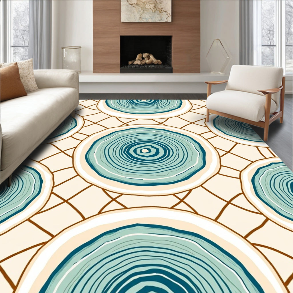 Teal Wood Slice Overlay Rug