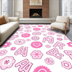 Pink Floral Alphabet Confetti Rug