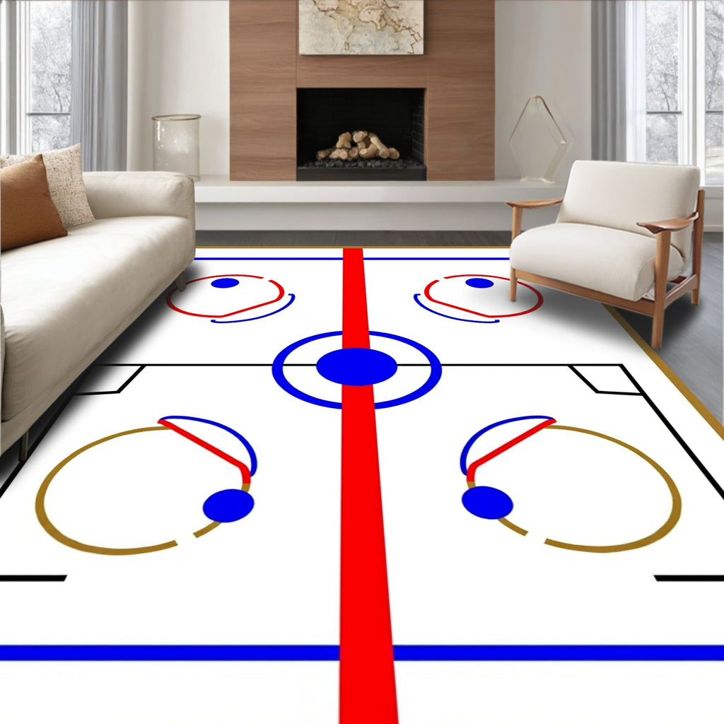 Abstract Hockey Rink Circle Geometric Rug
