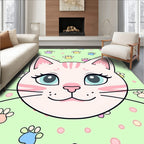 Cute Pink Cat Paw Print Pastel Rug