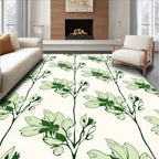 Lush Green Floral Botanical Sprig Rug