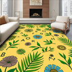 Tropical Yellow Leaf Floral Alphabet Rug