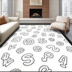 Black White Word Alphabet Collage Rug