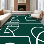 Deep Green Geometric Abstract Form Rug