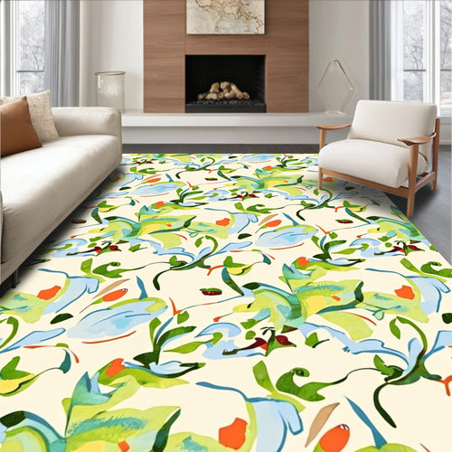 Abstract Verdant Vines Floral Arrangement Rug