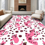 Pink Cats And Flowers Repeat Rug