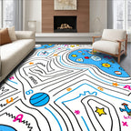 Whimsical Space Maze Cartography Design Rug