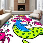 Pink Mermaid And Colorful Crabs Rug