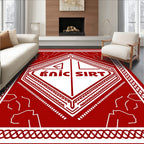 Crimson White Geometric Diamond Rug