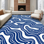 Marbled Blue Flowing Lines Rug