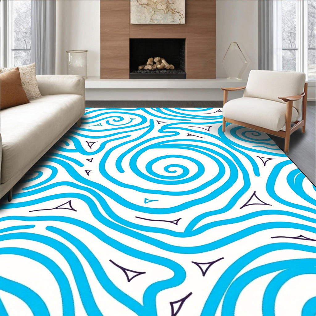Aqua Swirls with Triangles Rug