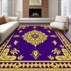 Royal Purple Golden Sunburst Mandala Rug