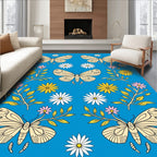 Golden Butterflies Pink Yellow Flower Garden Rug