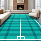 Teal Plaid Geometric Grid Rug
