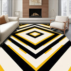Bold Black Yellow Diamond Chevron Rug