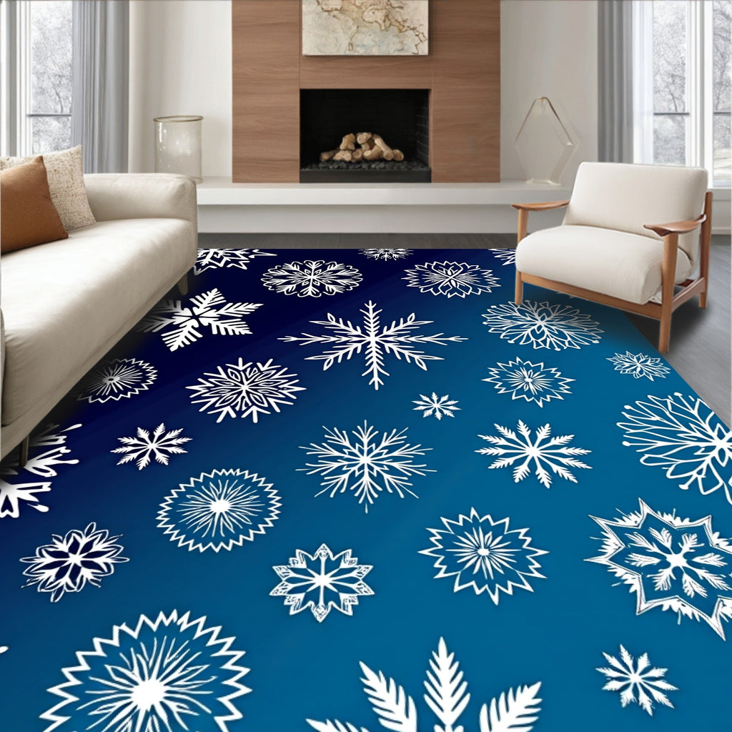 Winter White Snowflake Gradient Rug