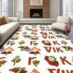 Whimsical Woodland Creatures Folk Art Rug