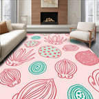 Pink Teal Red Organic Botanical Collage Rug