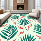 Emerald Green Foliage Red Accents Rug