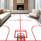 Red Line Art Basketball Court Rug