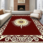 Crimson Sunburst Bordered Rug