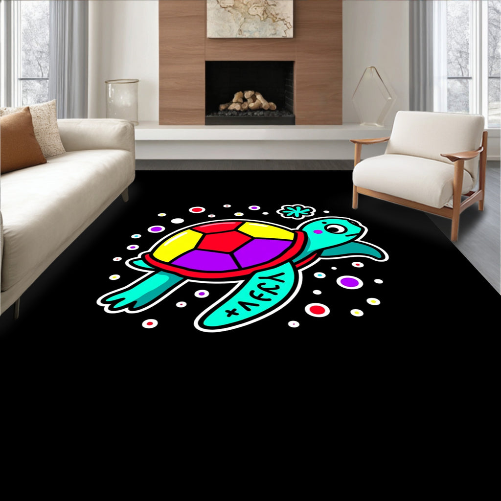 Colorful Geometric Turtle Bubbles Rug