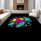 Colorful Geometric Turtle Bubbles Rug
