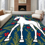 White Horse Holly Berry Navy Rug