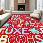 Alphabet Sea Creatures Red Collection Rug