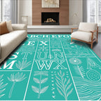 Alphabet Animals Botanical Floral Motif Rug