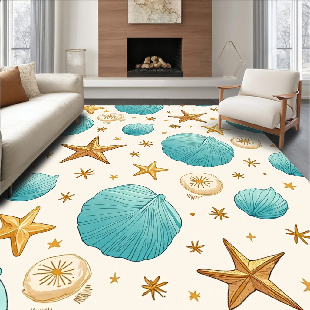 Oceanic Shell Starfish Arrangement Rug