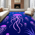 Vibrant Pink Jellyfish Ocean Scene Rug