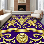 Golden Mythical Griffin Rampant Crest Rug