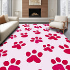 Playful Pink Paw Prints Pattern Rug