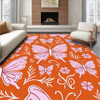 Whimsical Pink Butterfly Garden Rug