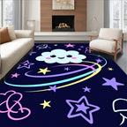 Whimsical Cloud And Stars Swirl Rug