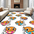 Cute Orange Fish Bowl Print Rug