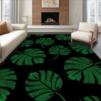 Deep Emerald Monstera Leaf Pattern Rug