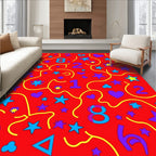 Playful Red Stars Hearts Numbers Rug